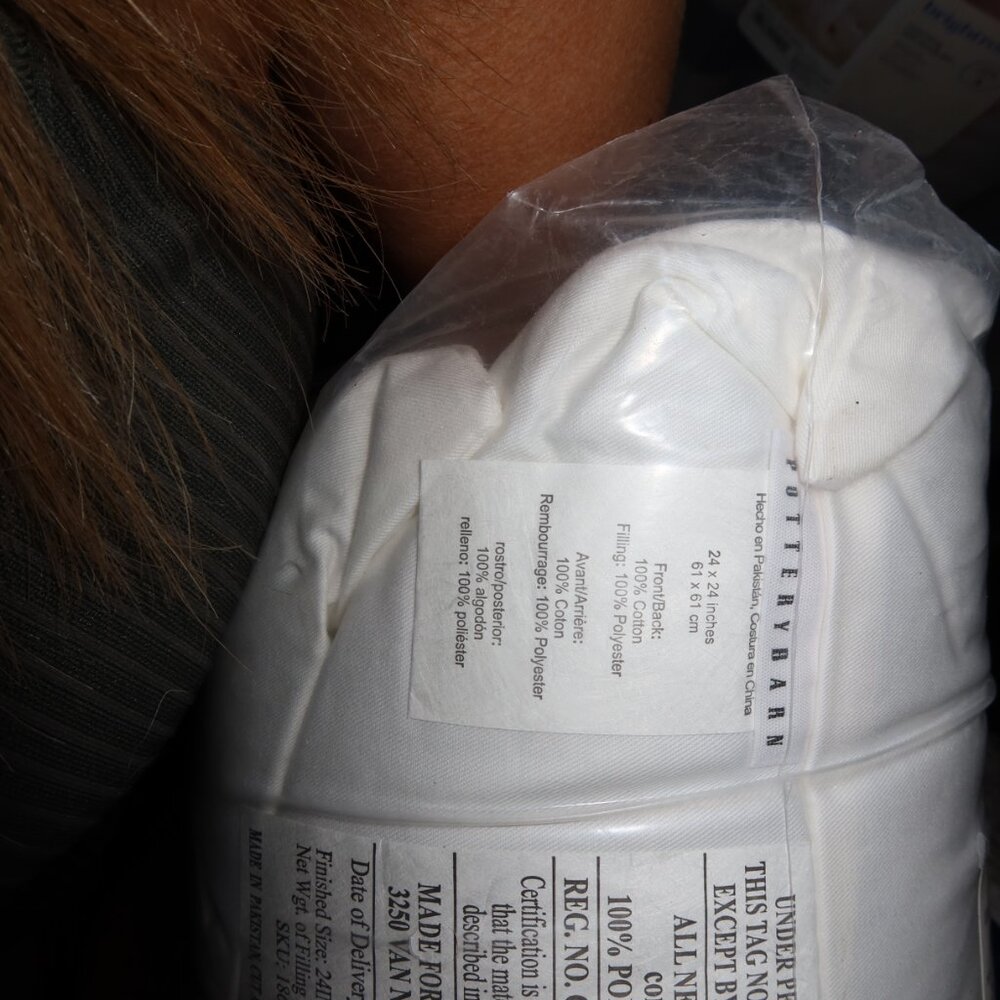 Pottery Barn Faux Mink Pillow Cover & Insert [Euro Size, 24x24] **NWT** - Picture 5 of 10